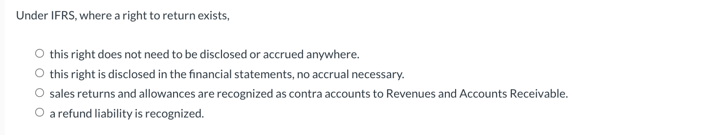  Under IFRS, where a right to return exists, this right does