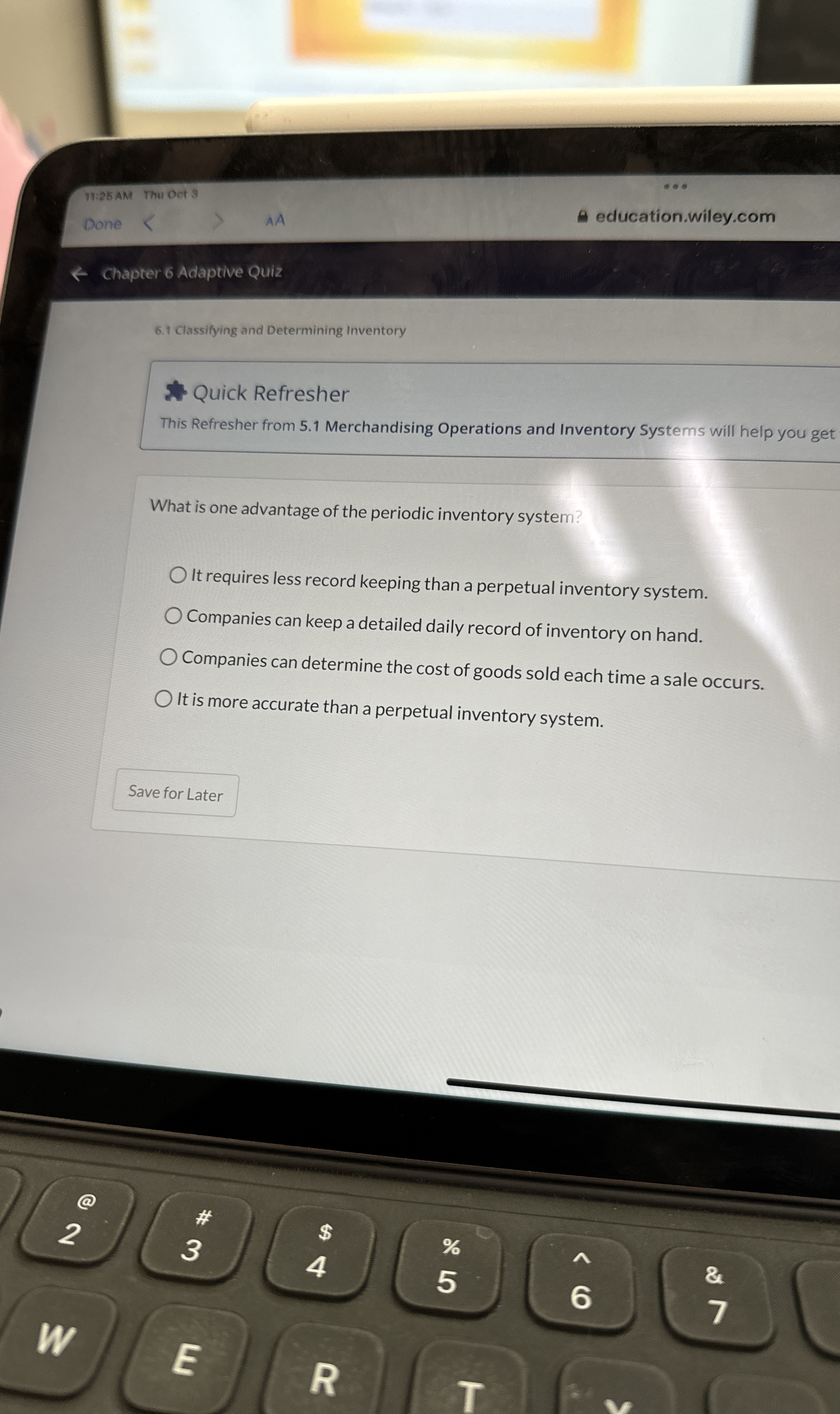  6.1 Classifying and Determining Inventory Quick Refresher This Refresher from 5.1