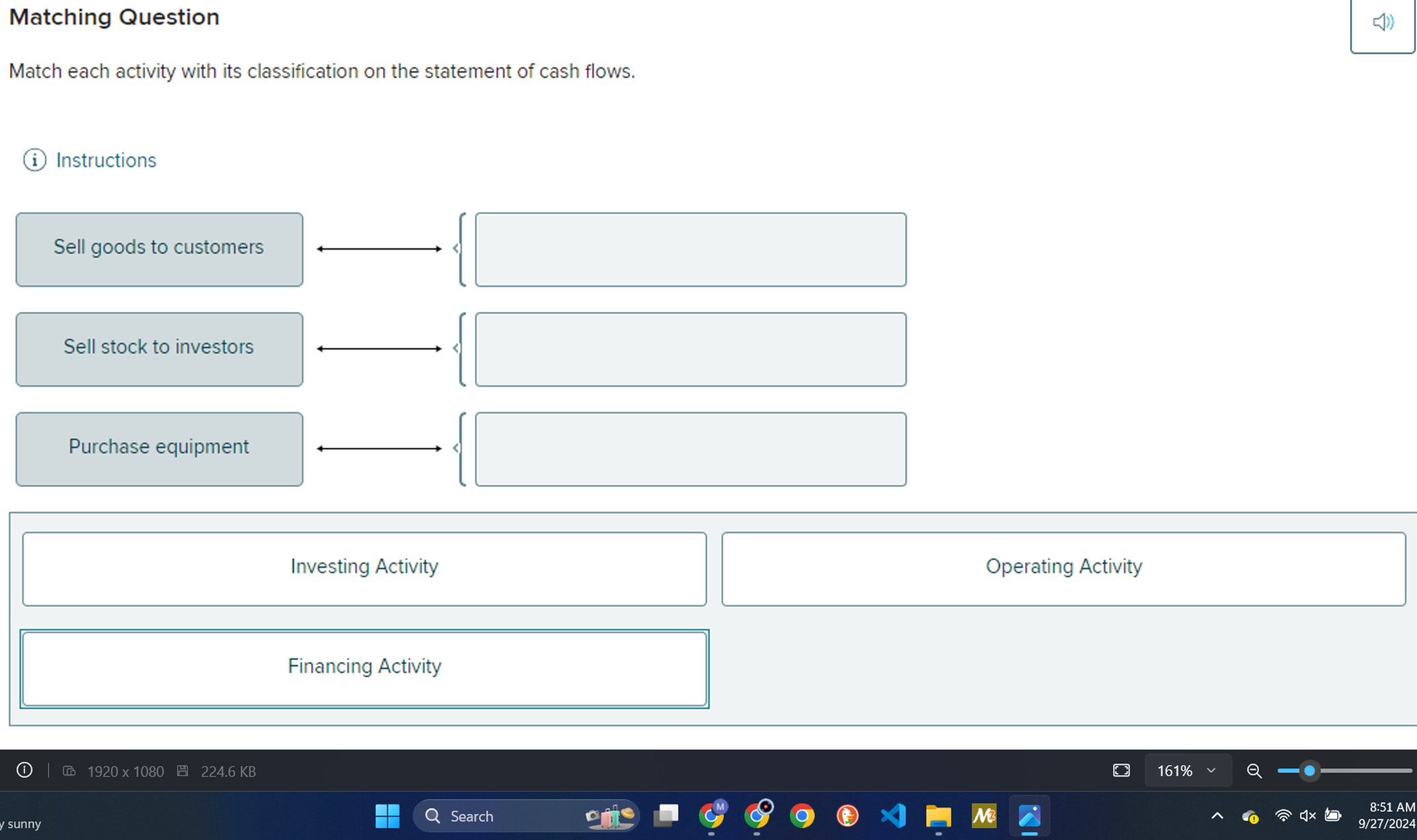  Matching Question Match each activity with its classification on the statement