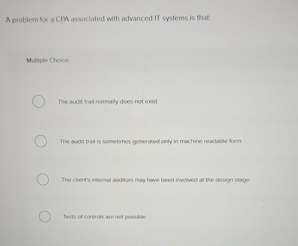  A problem for a CPA associated with advanced it systems is
