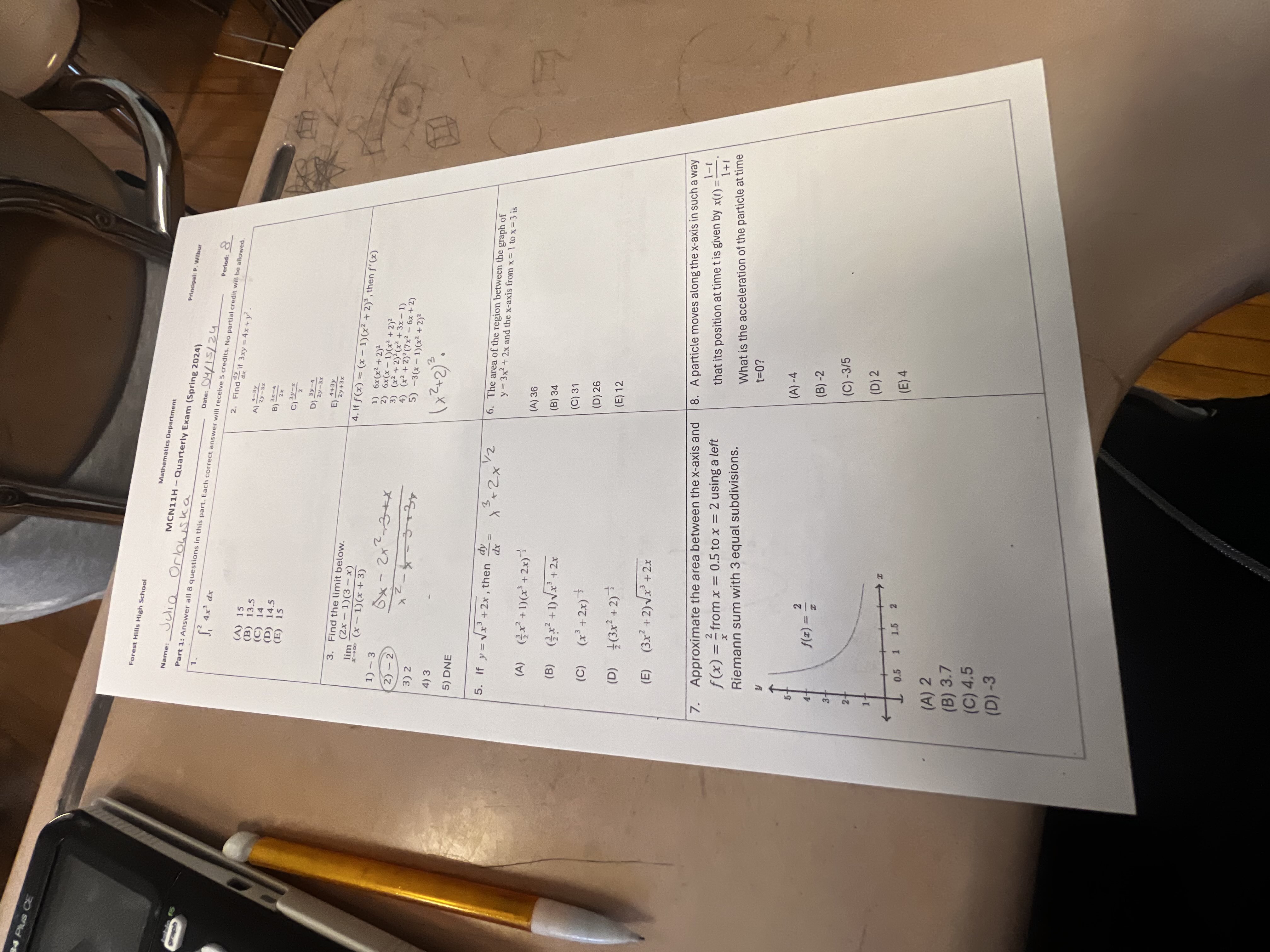 Answer these with work please!! Thanks and please Plus CE Forest Hills