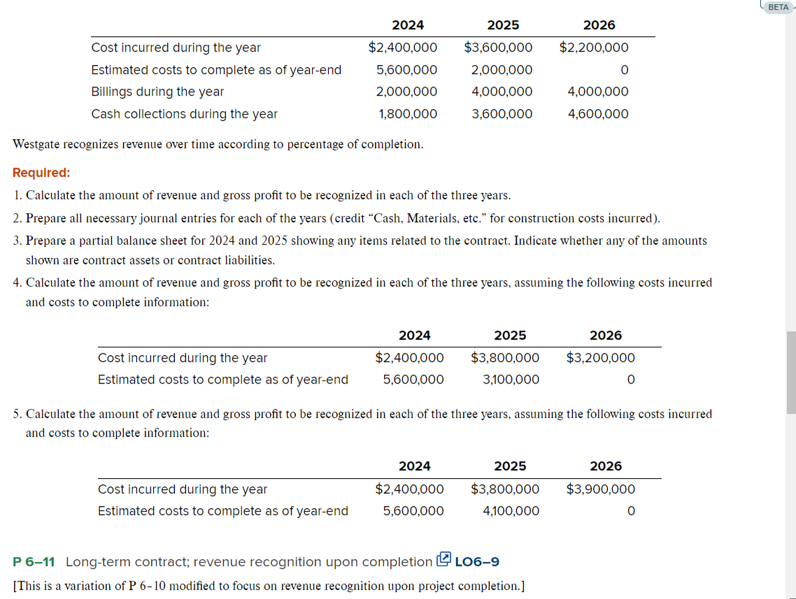  Ccomplete problem p-11 with the information in the problem above. Westgate