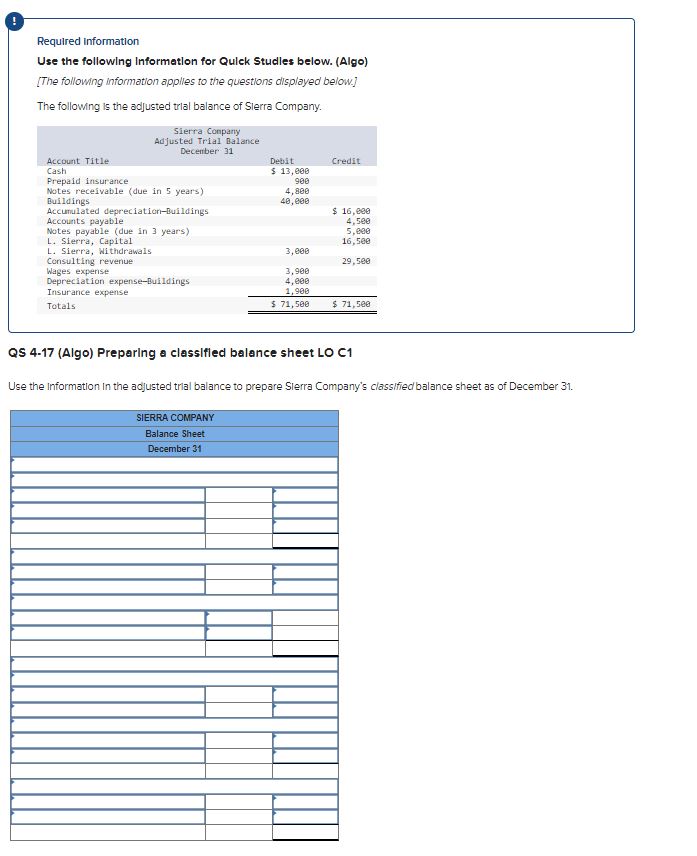  QS 4-16(Algo) Preparing an Income statement \& statement of owner's equity