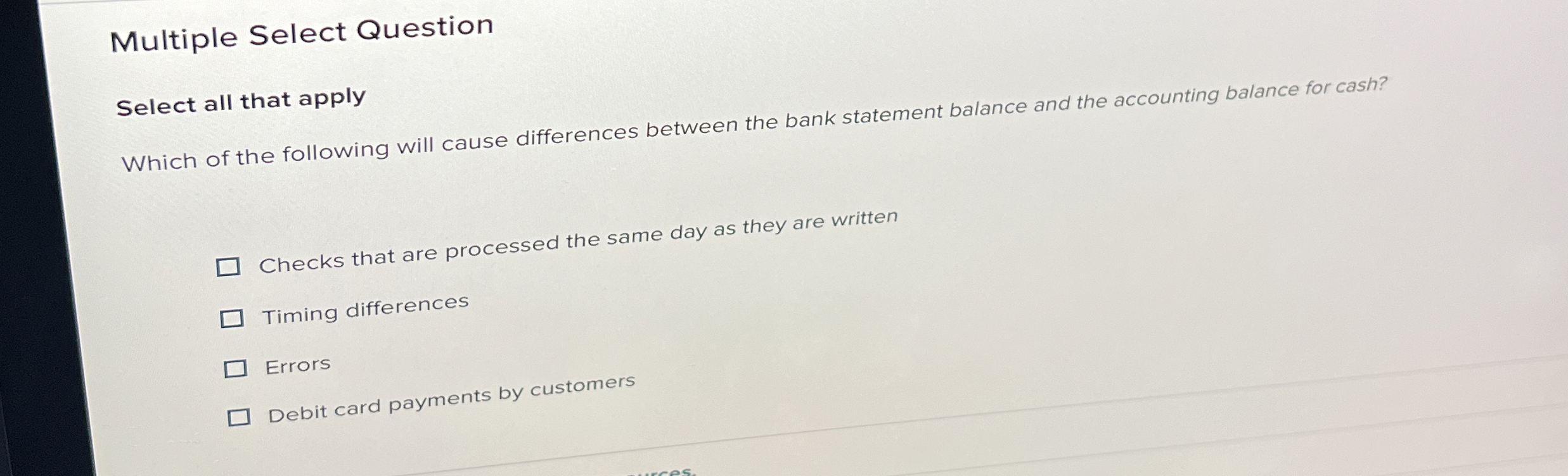  Multiple Select Question Select all that apply Which of the following