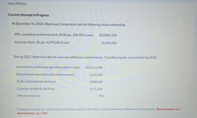  Current Attempt in Progress As December 31.2024, Watereay Corporation had the