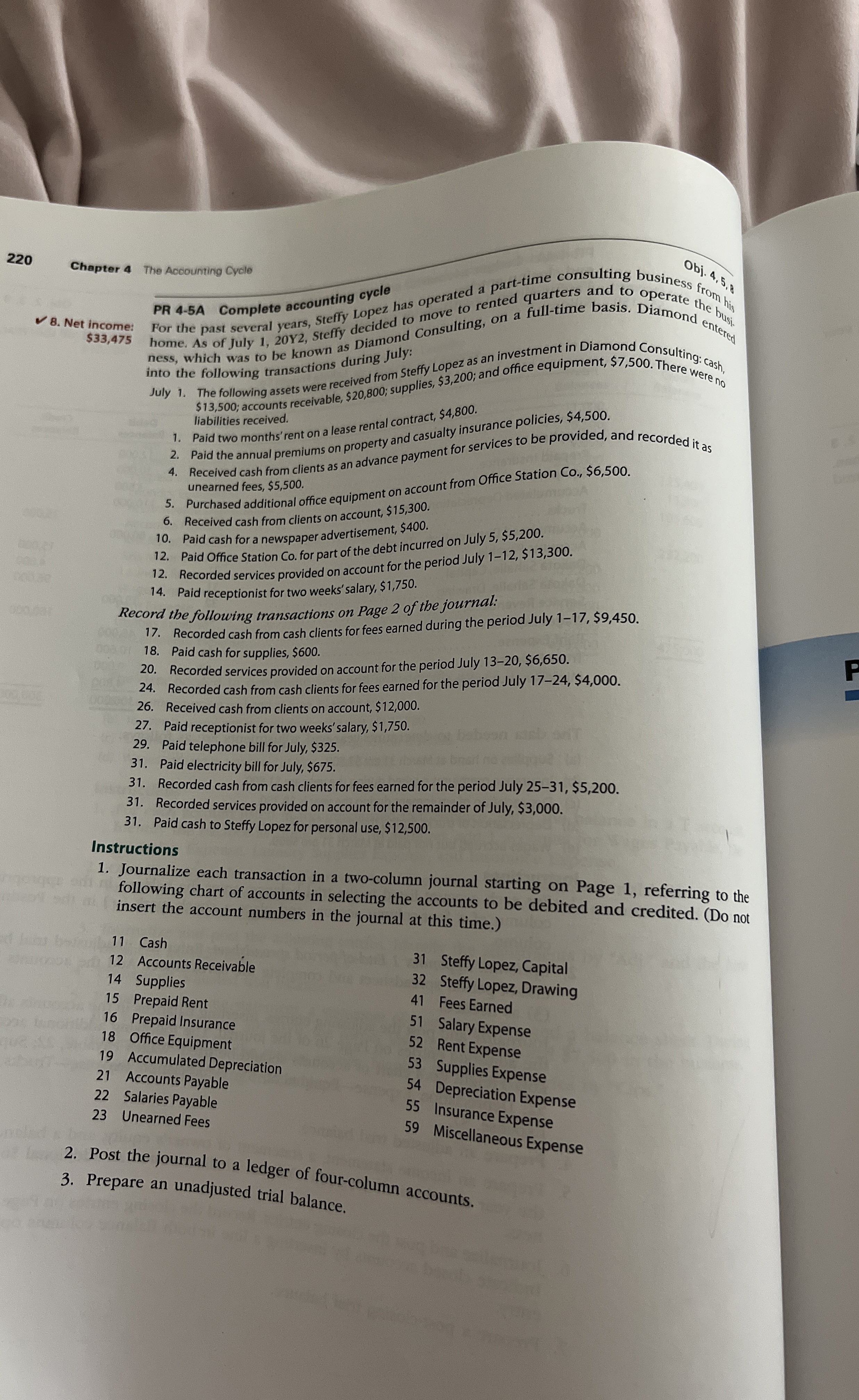  PR 4-5A Complete accounting cycle For the past several years, steffy
