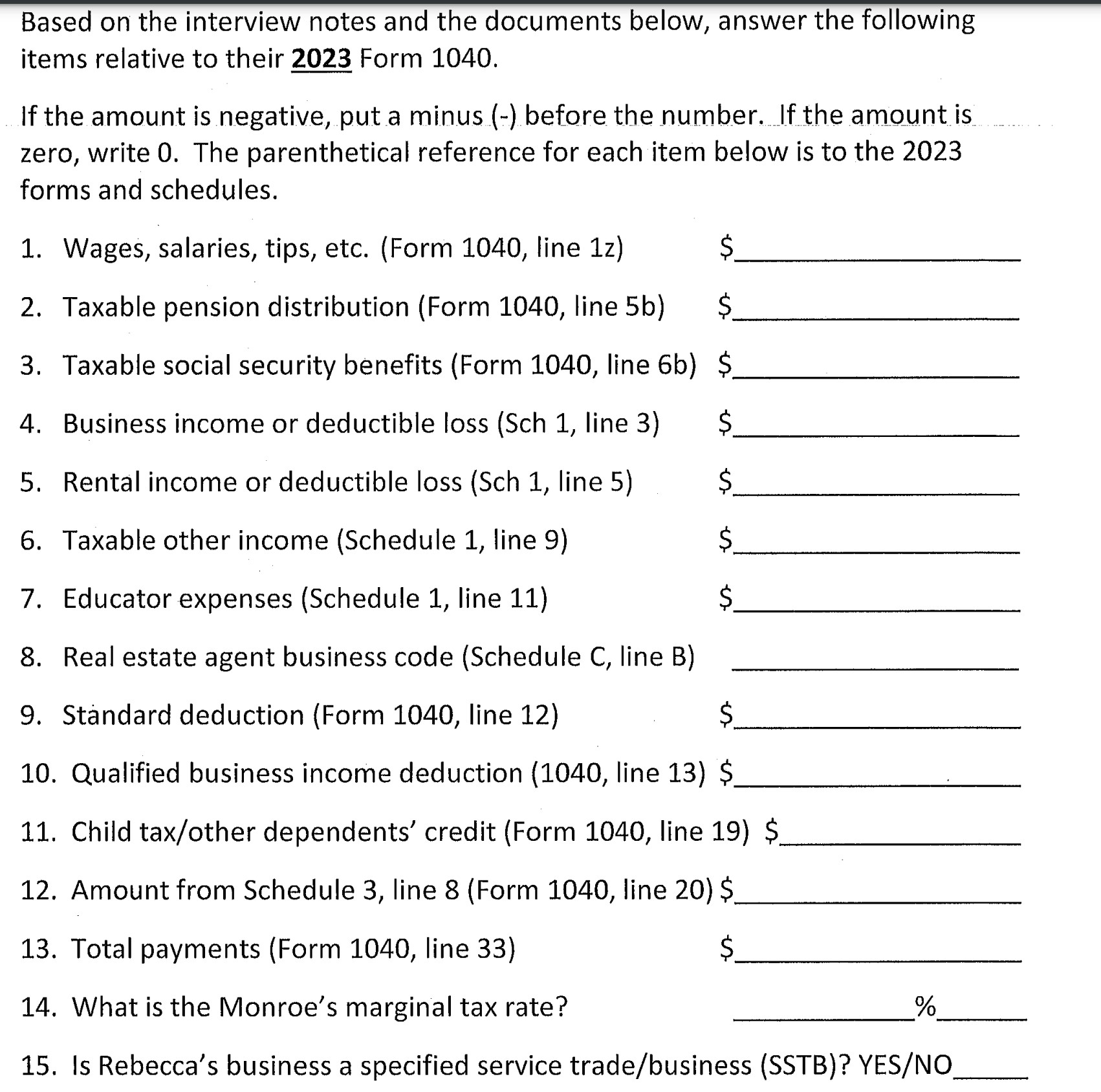  Based on the interview notes and the documents below, answer the
