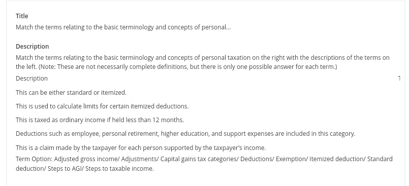  Title Match the terms relating to the basic terminology and concepts