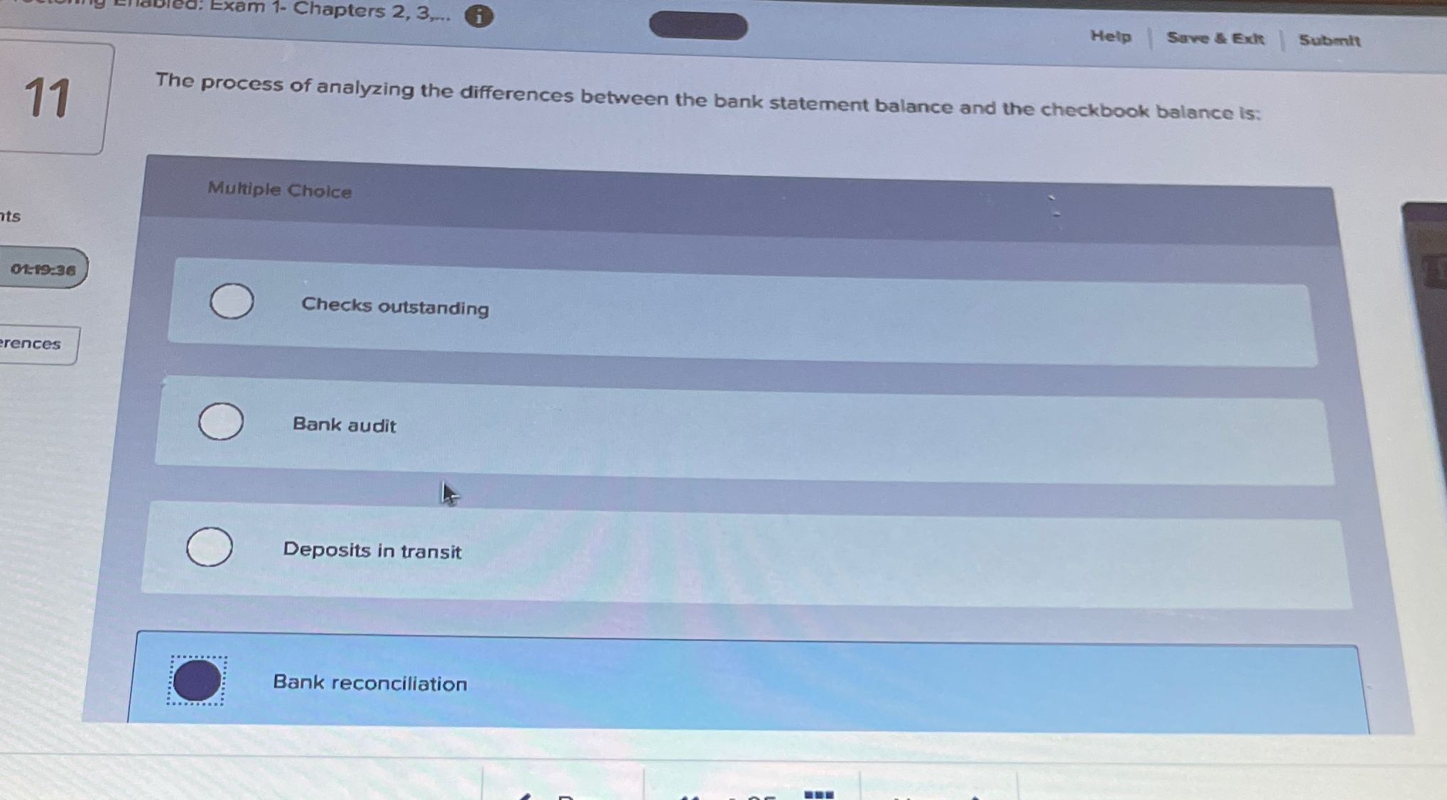  The process of analyzing the differences between the bank statement balance