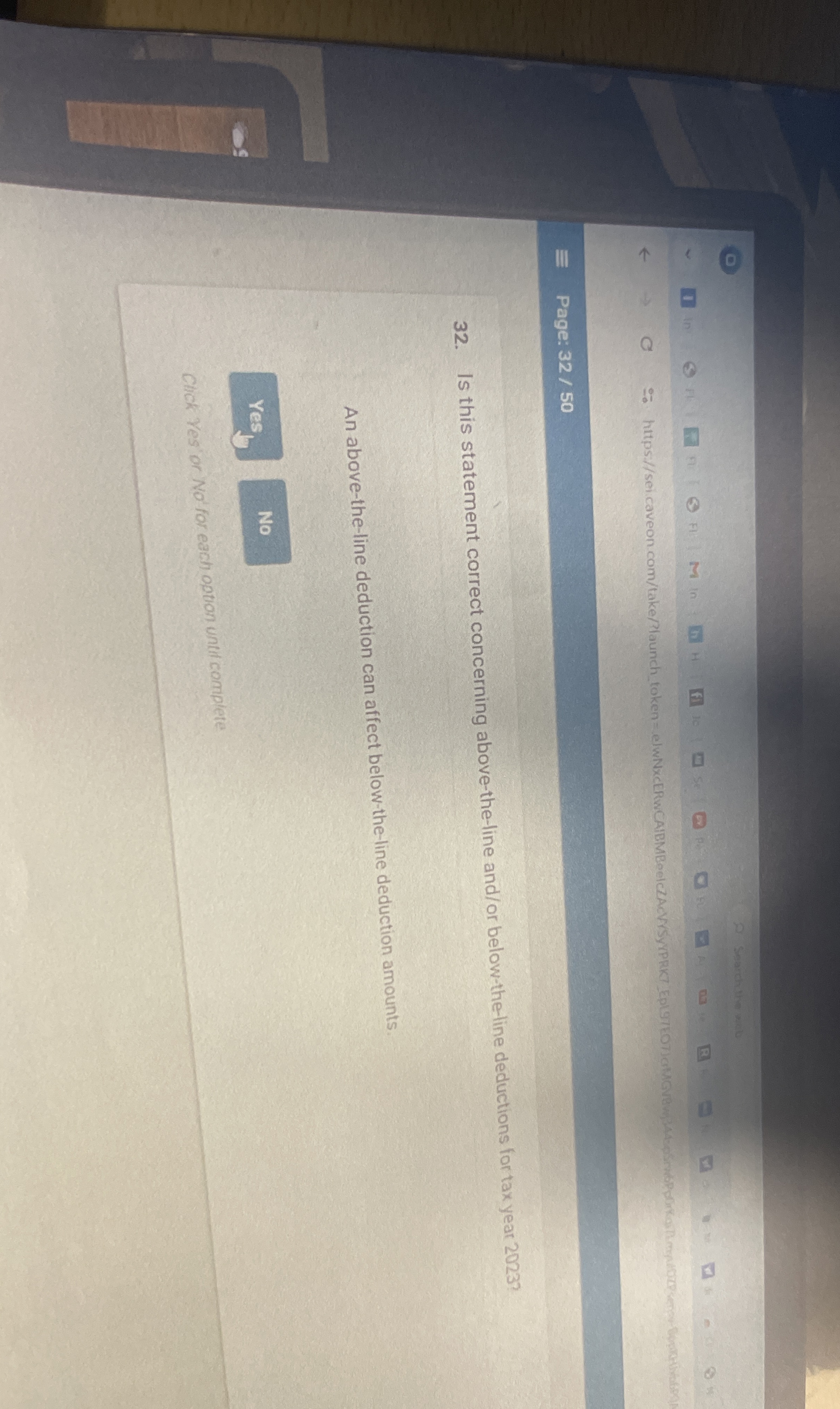  Is this statement correct concerning above-the-line and/or below-the-line deductions for tax