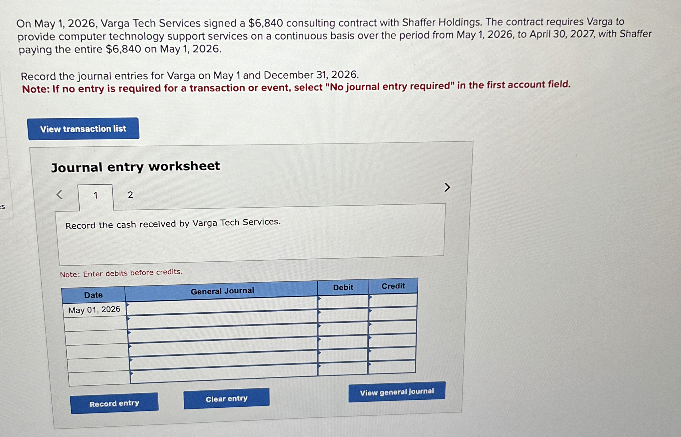  On May 1,2026, Varga Tech Services signed a $6,840 consulting contract