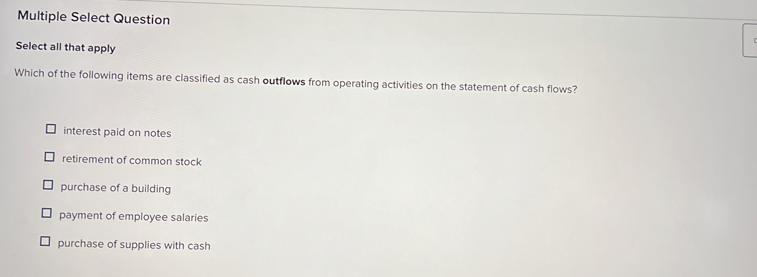 Multiple Select Question Select all that apply Which of the following