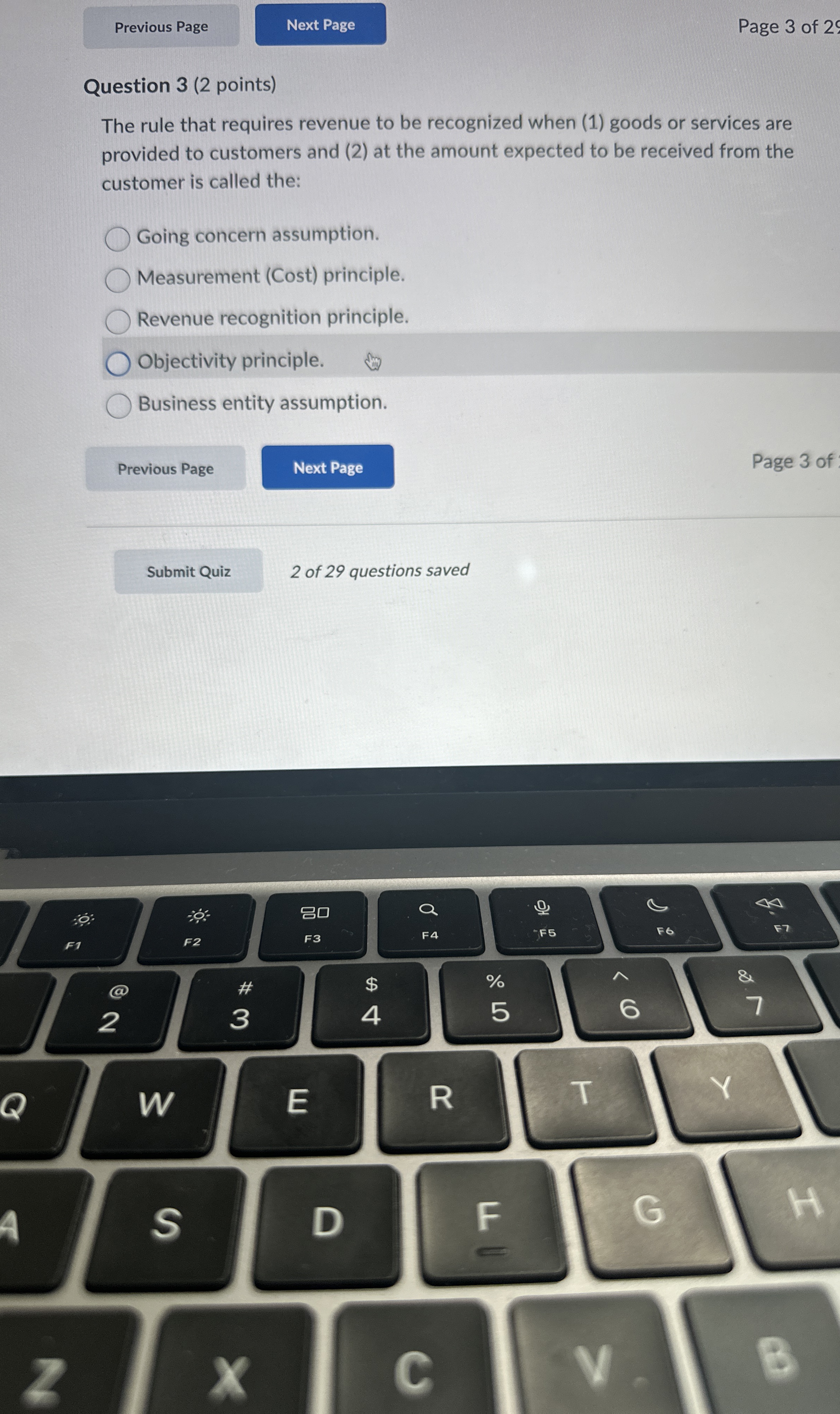  Question 3(2 points) The rule that requires revenue to be recognized