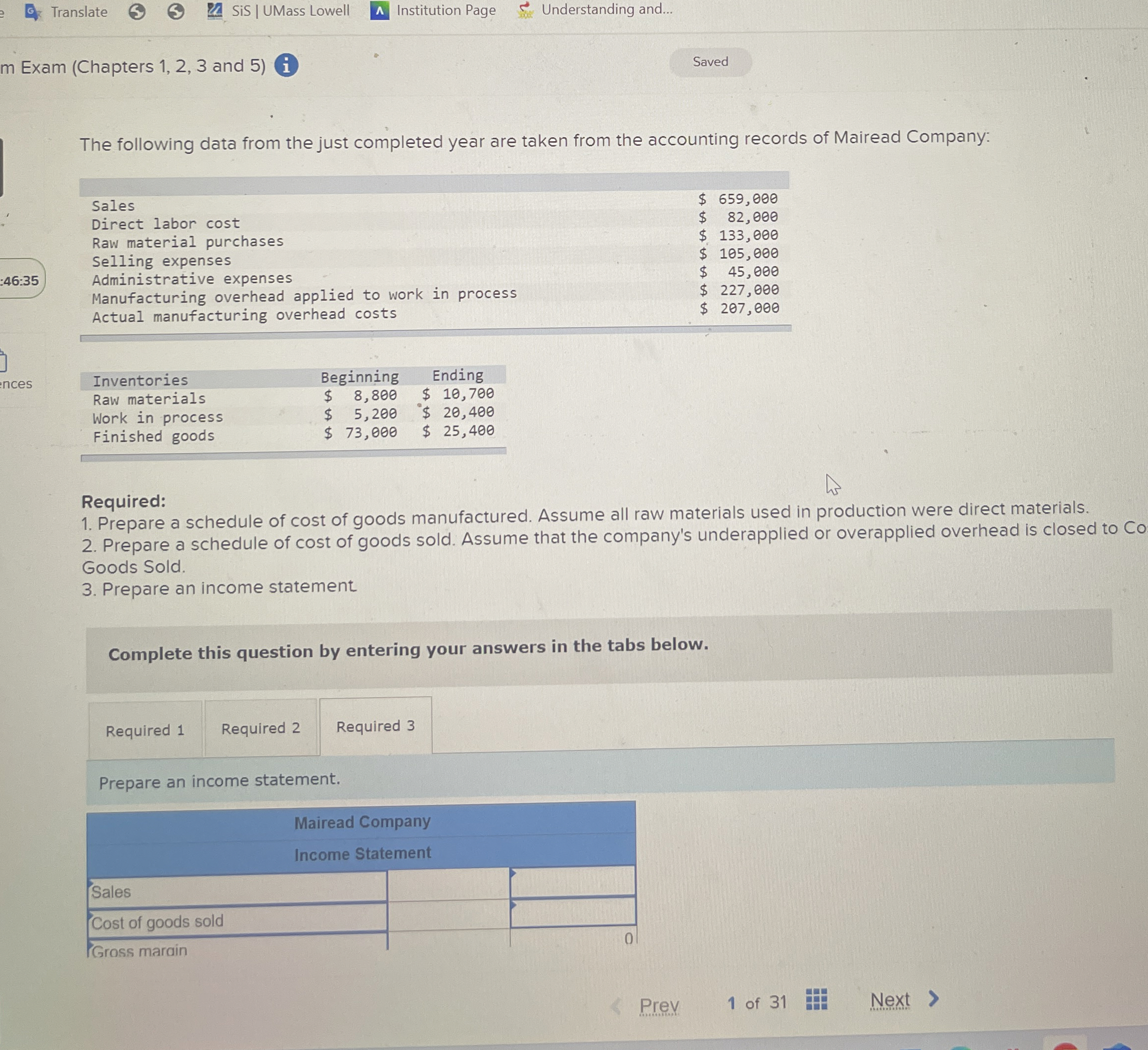  m Exam (Chapters 1,2,3 and 5) The following data from the