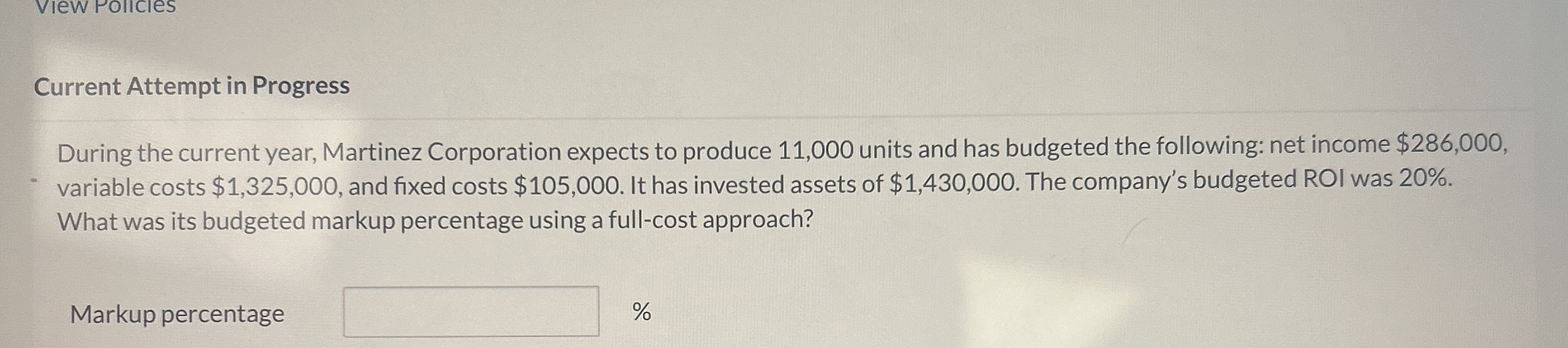  Current Attempt in Progress During the current year, Martinez Corporation expects