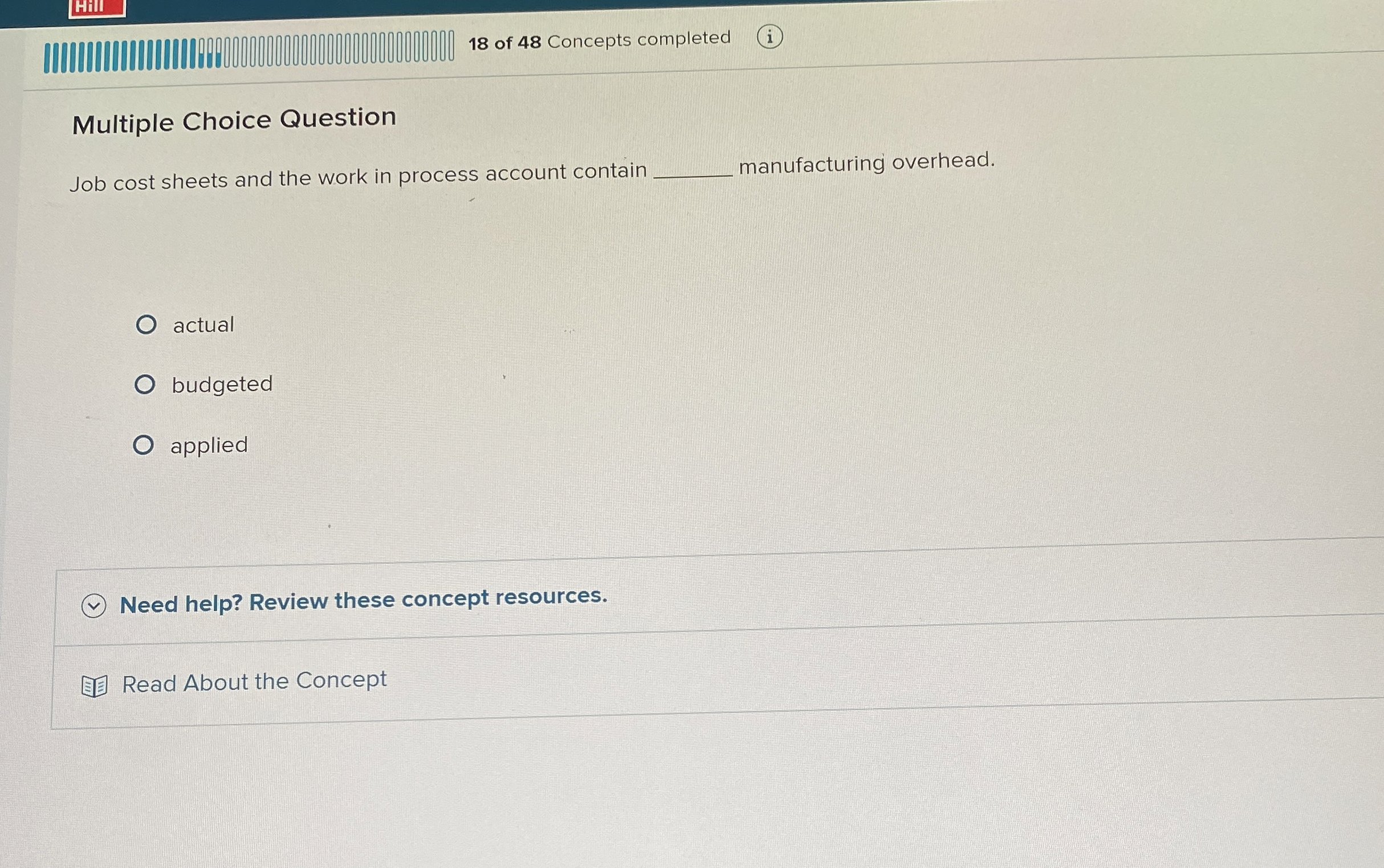  Multiple Choice Question Job cost sheets and the work in process