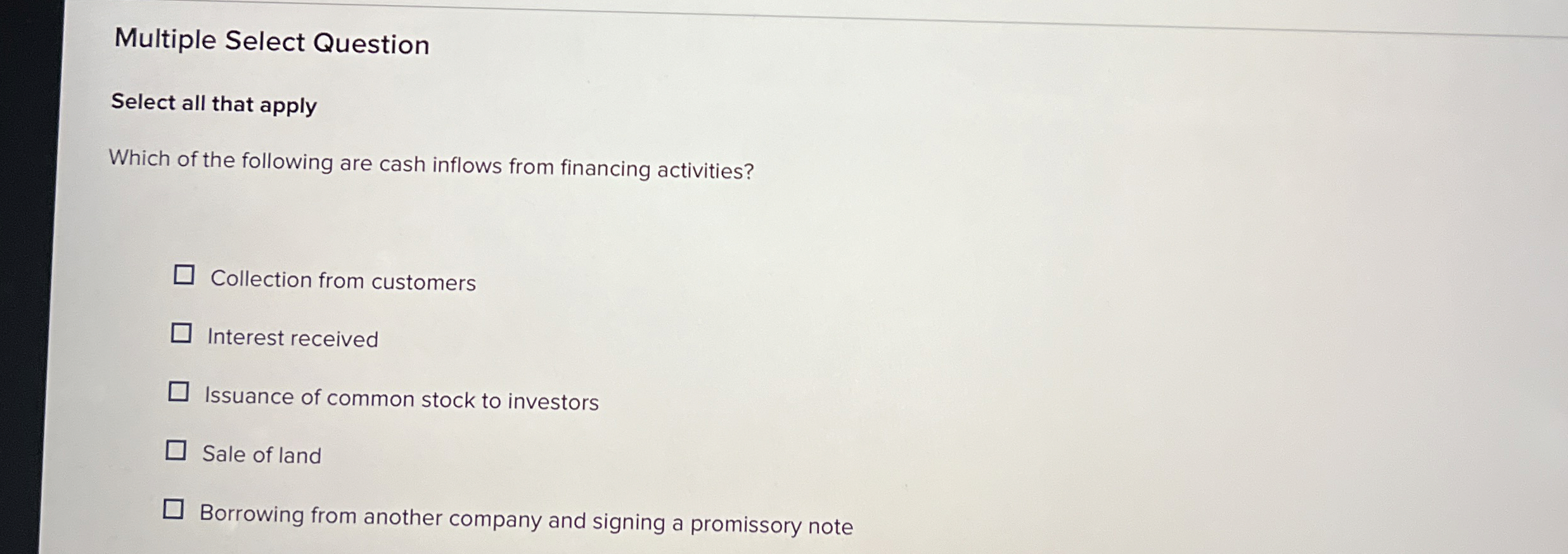  Multiple Select Question Select all that apply Which of the following