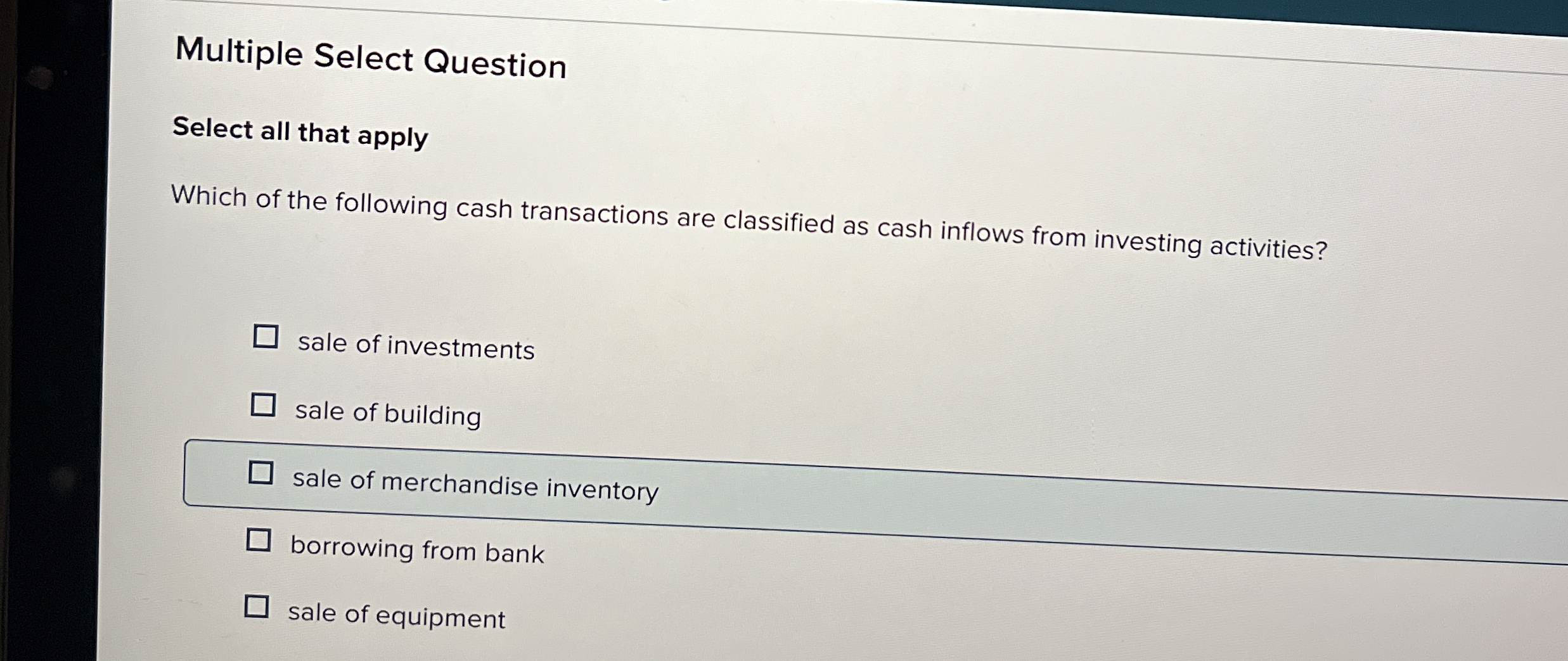  Multiple Select Question Select all that apply Which of the following