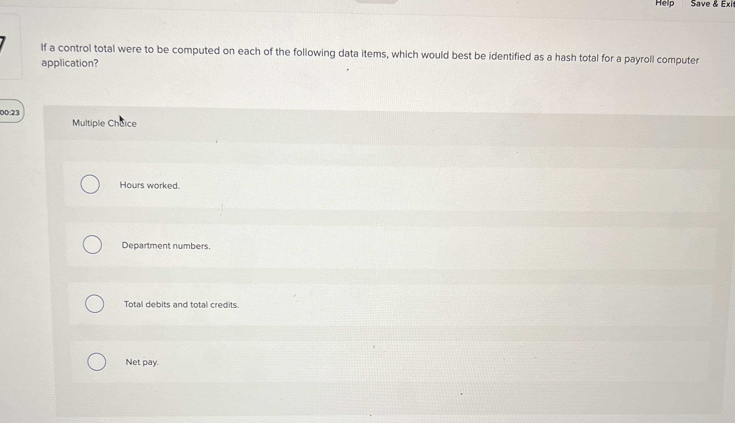  If a control total were to be computed on each of