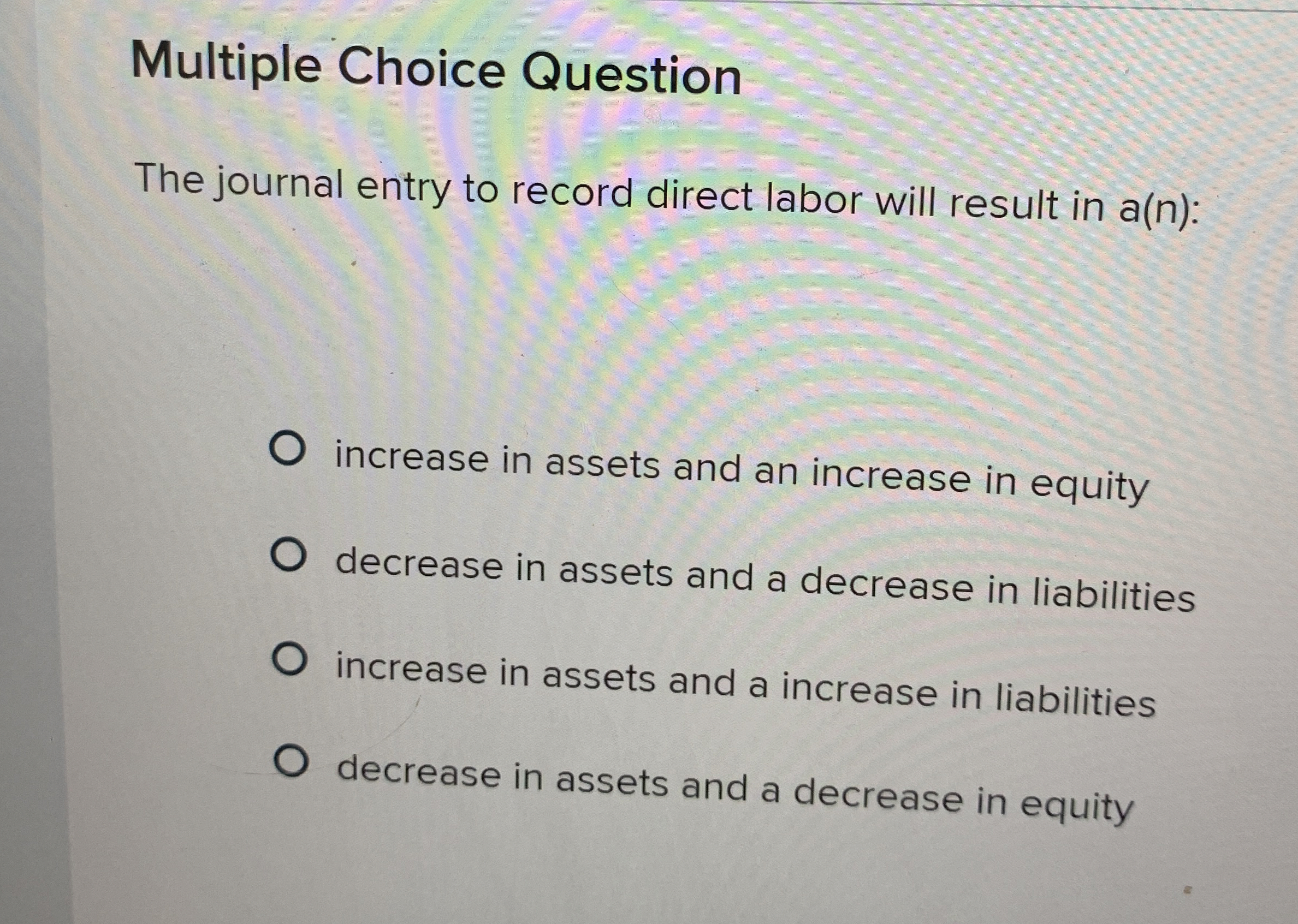  Multiple Choice Question The predetermined overhead rate is calculated: at the