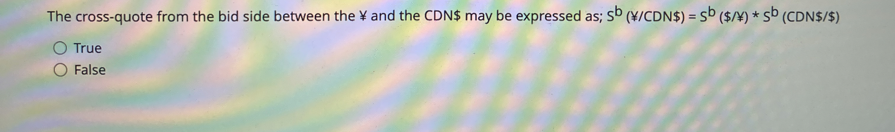  The cross-quote from the bid side between the and the CDN