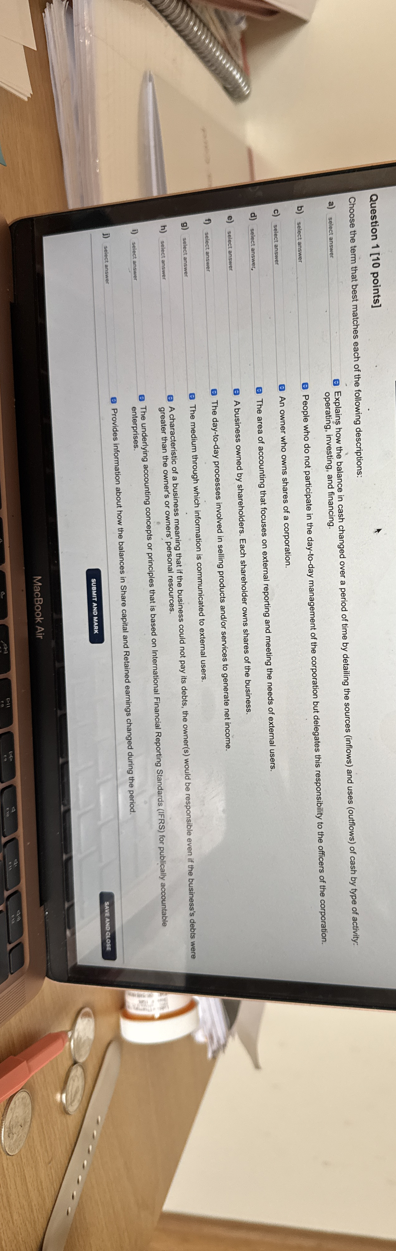  Question 1[10 points] Choose the term that best matches each of