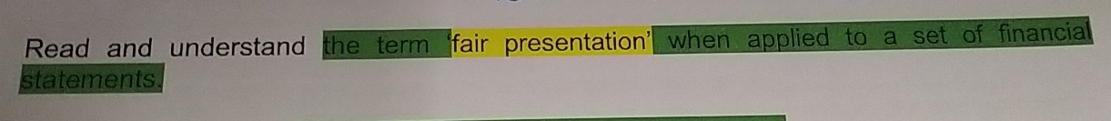  Read and understand the term fair presentation when applied to a