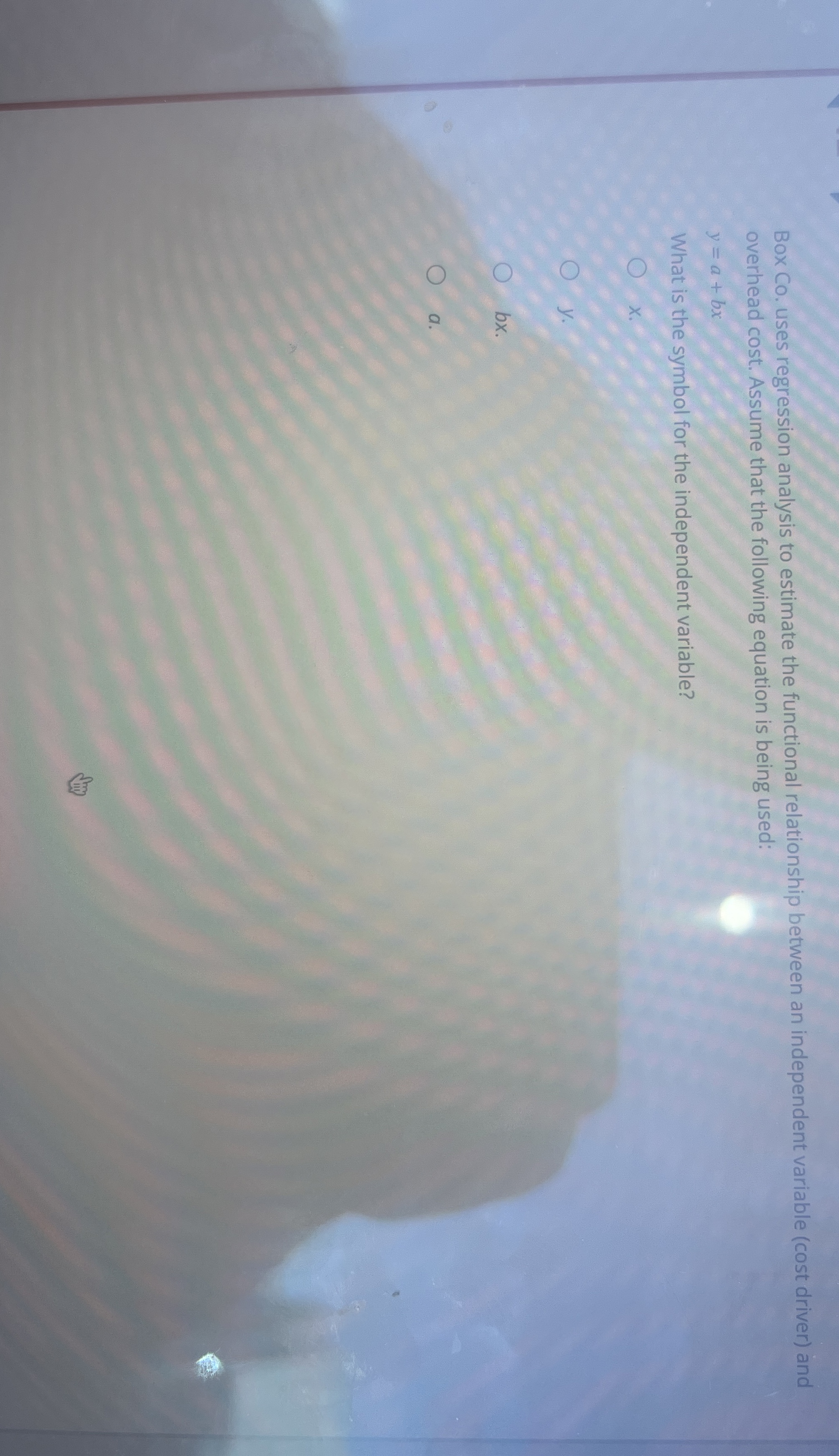  Box Co. uses regression analysis to estimate the functional relationship between