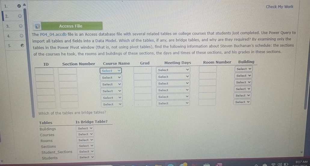  The P04_04.accdb file is an Access database file with several related