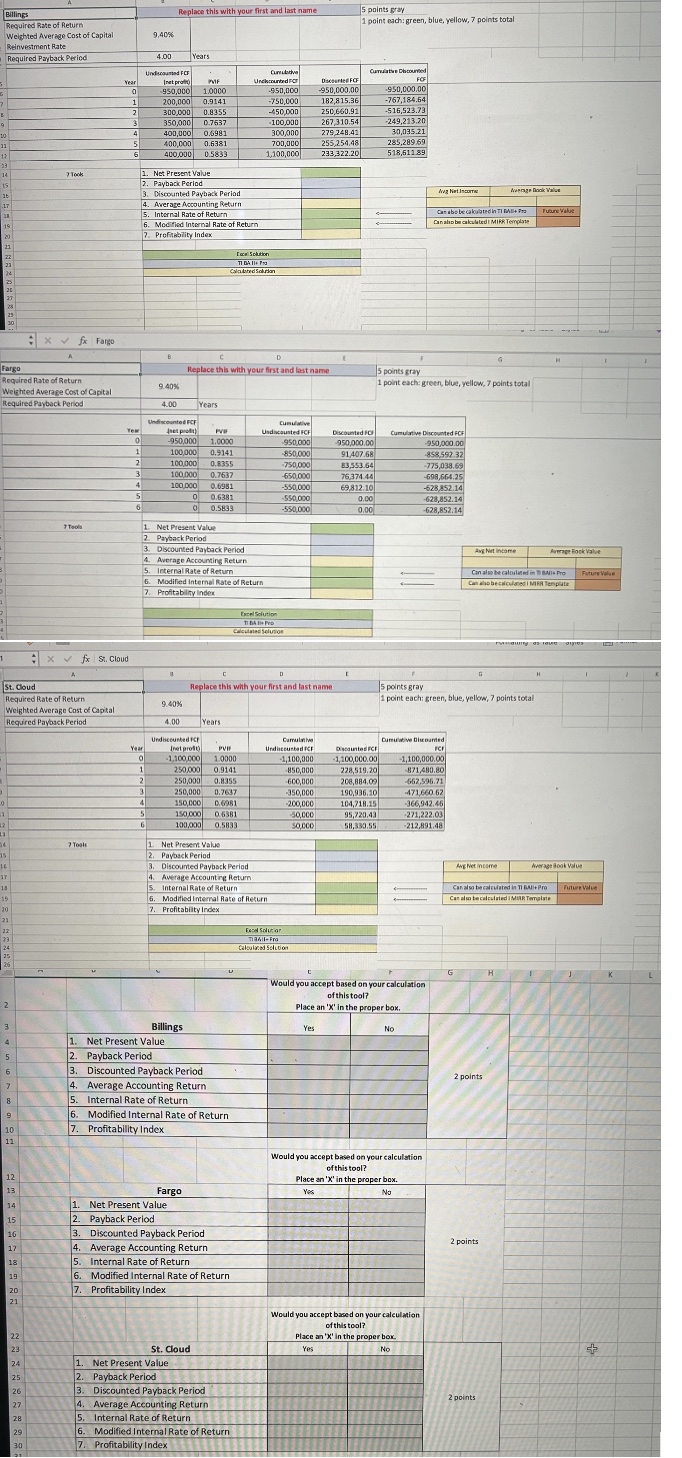  Enter the Excel calculation / formula in the green cells: E14