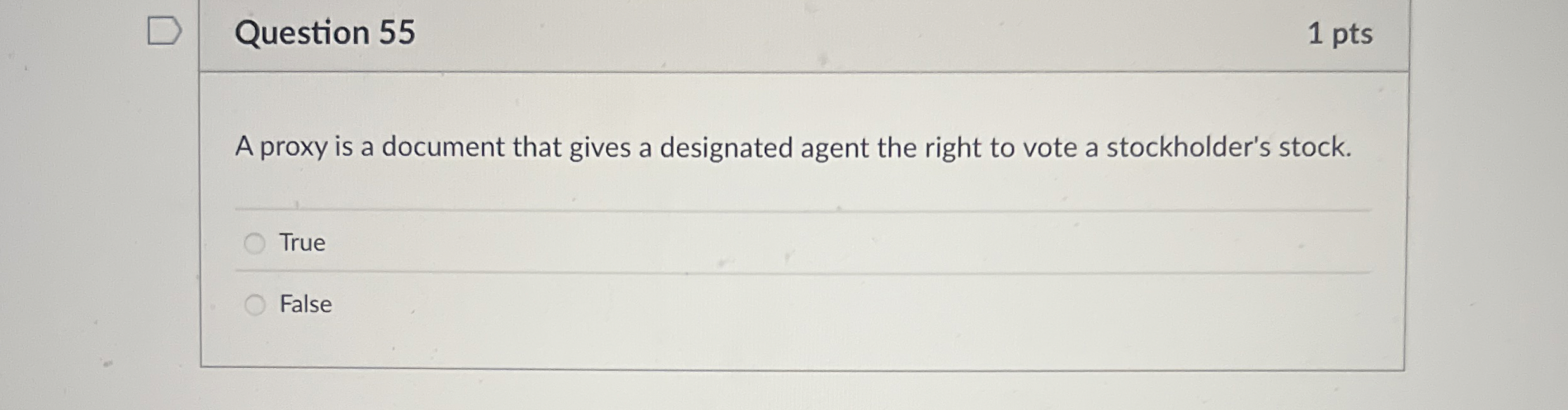  Question 55 A proxy is a document that gives a designated