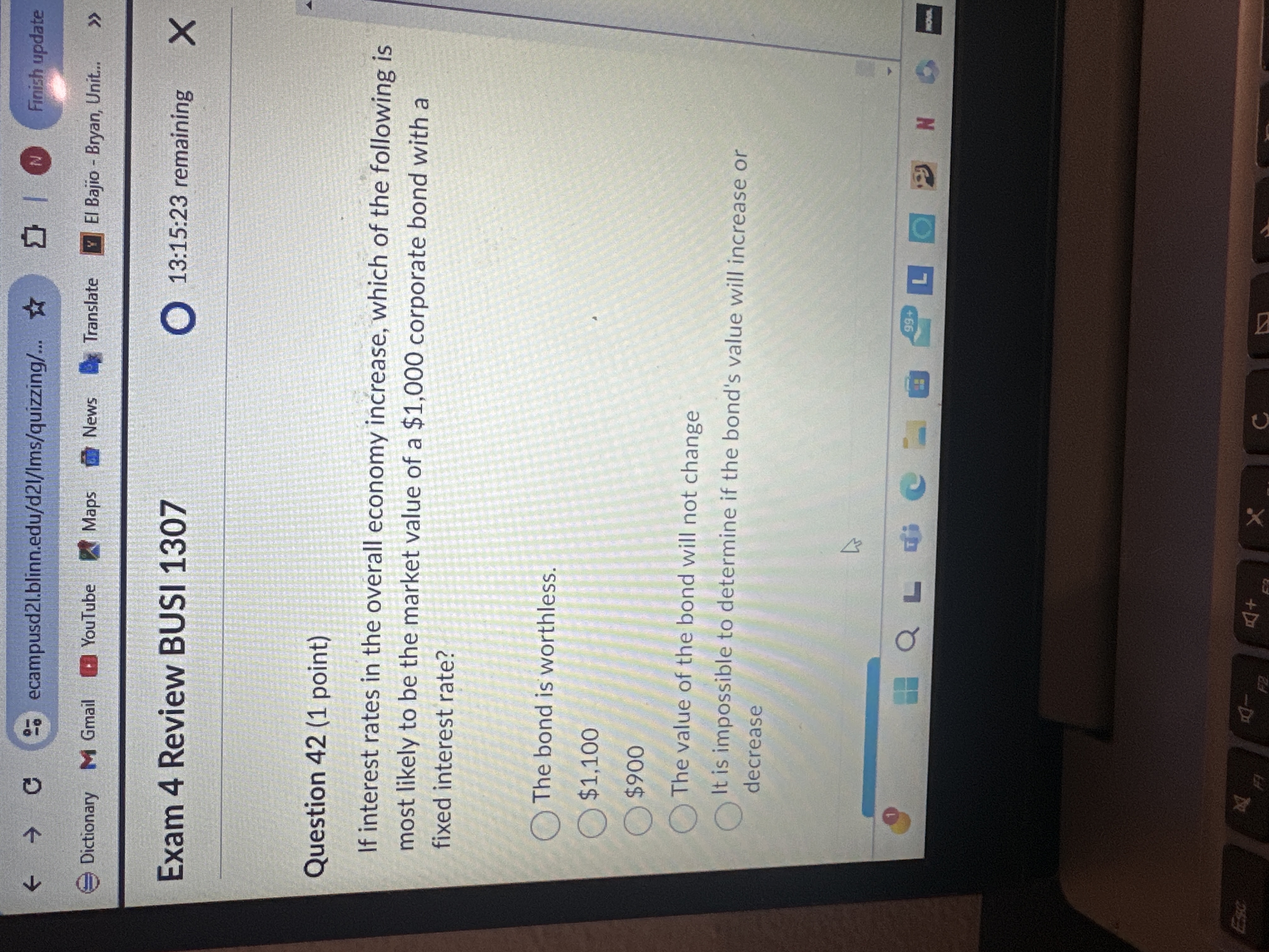  Question 42(1 point) If interest rates in the overall economy increase,