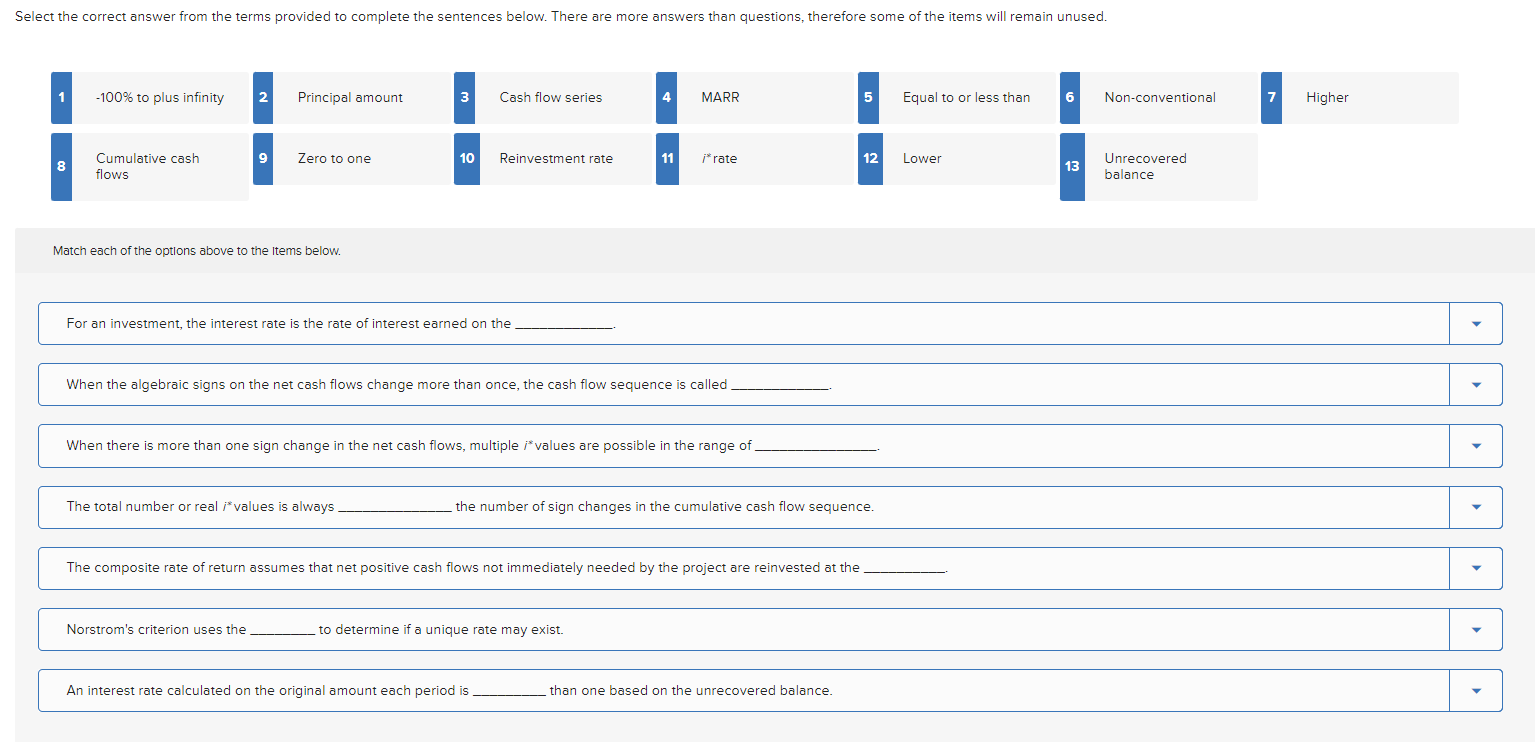  Select the correct answer from the terms provided to complete the