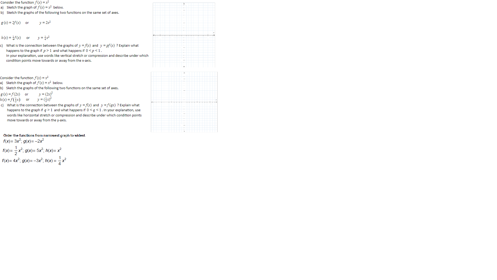  Consider the function f (x) = x2 a) Sketch the graph