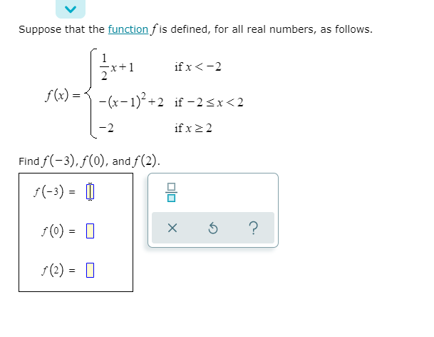Suppose that the function f is defined, for all real numbers,