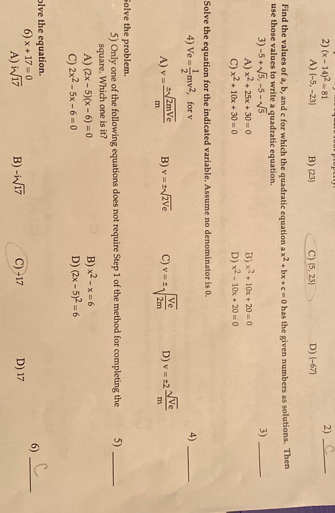 How to solve these problems ? 2) (x - 14)2 = 81