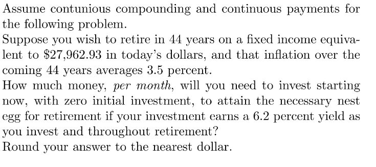  Assume contunious compounding and continuous payments for the following problem. Suppose