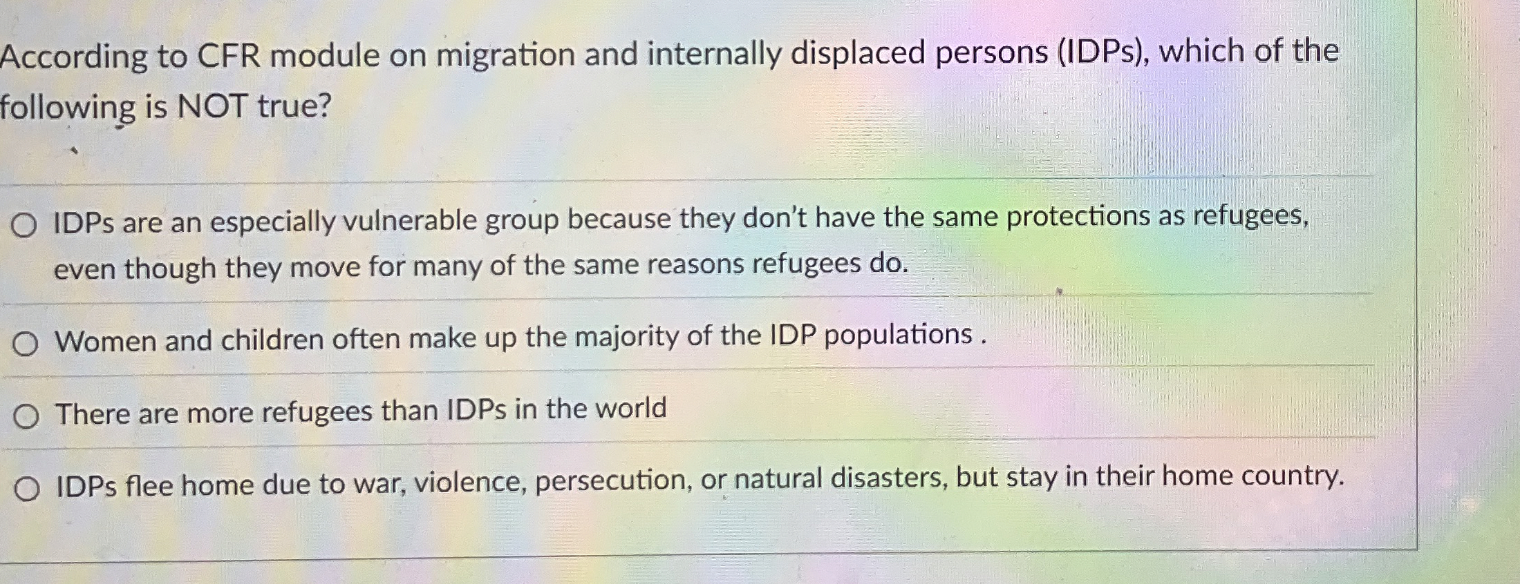  According to CFR module on migration and internally displaced persons (IDPs),