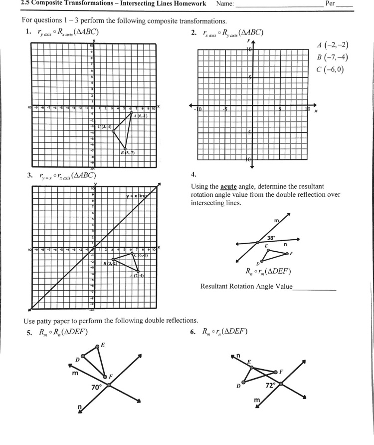 2. Rose OF'x axis (ABC) A (1,8) B (4, 7) cCECe B