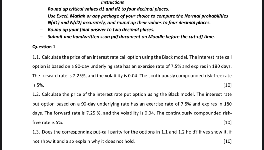  Instructions Round up critical values d1 and d2 to four decimal