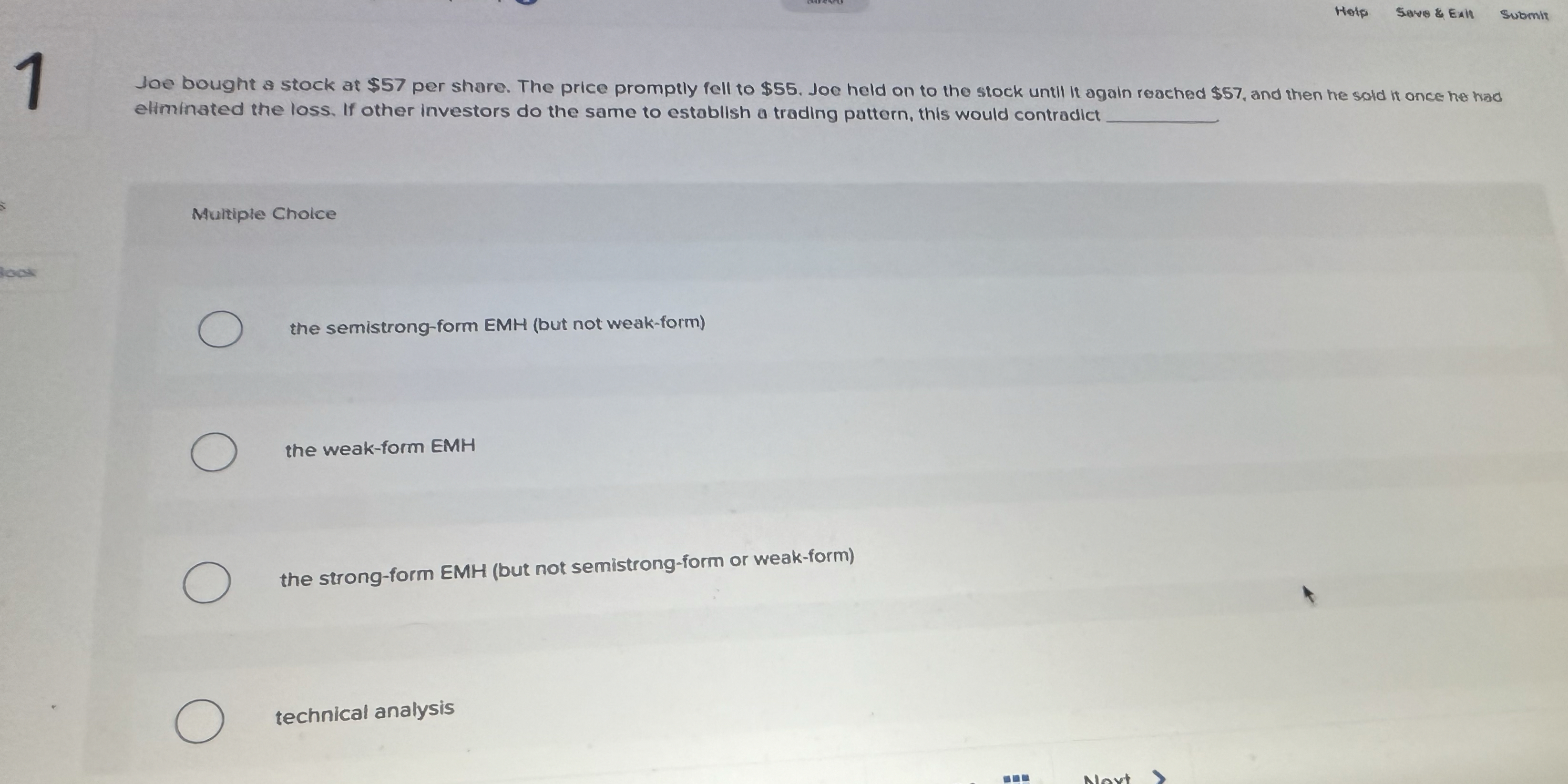  Holp Save & Eall Subermir Joe bought a stock at $57