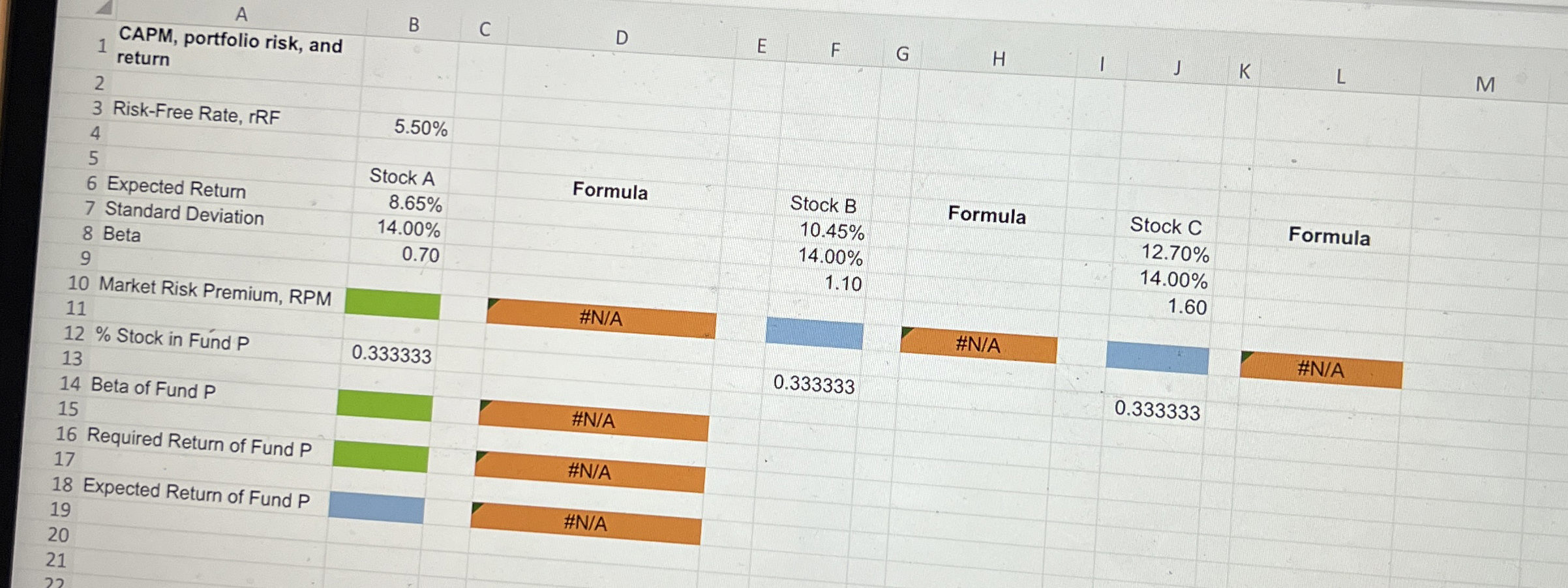 Excel Online Structured Activity: CAPM, portfolio risk, and return coefficients is