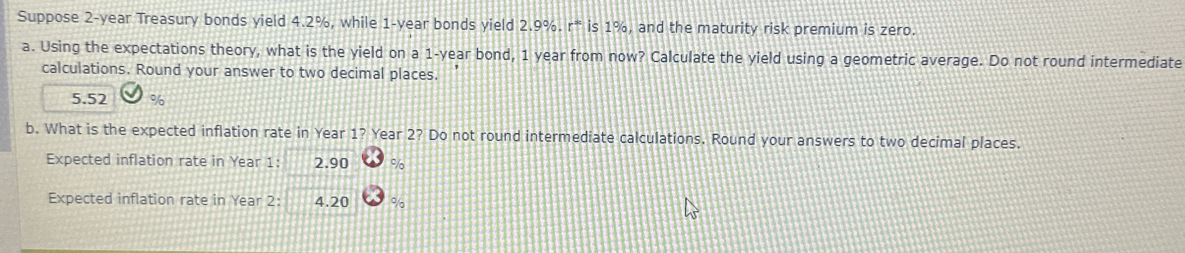  Suppose 2-year Treasury bonds yield 4.2%, while 1-vear bonds yield 2.9%.r**