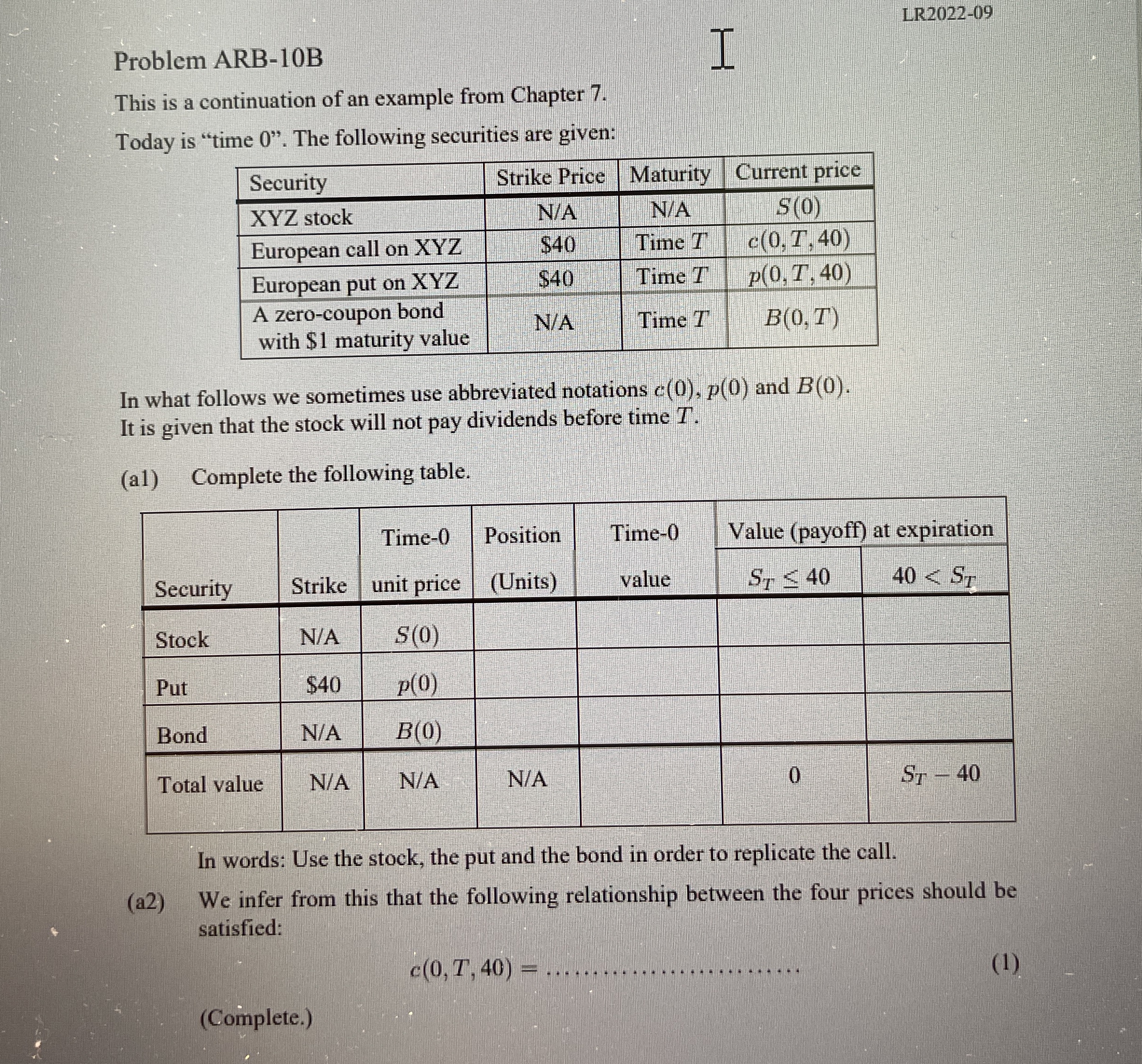  LR2022-09 Problem ARB-10B This is a continuation of an example from