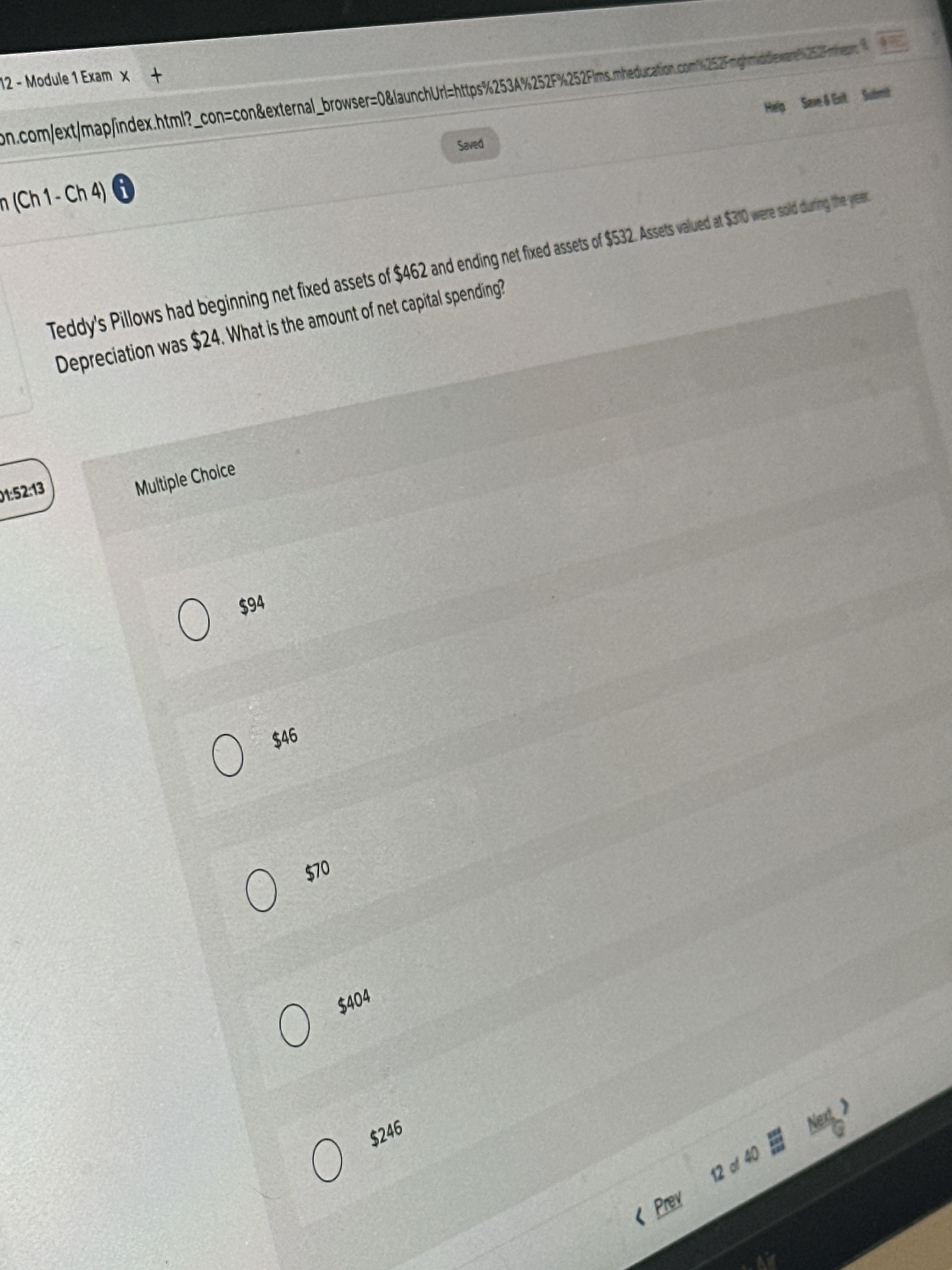  (Ch1-Ch4) i Depreciation was $24. What is the amount of net