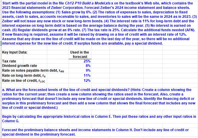  Start with the partial model in the file Ch12 P10 Build