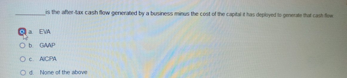  's the after-tax cash flow generated by a business minus the