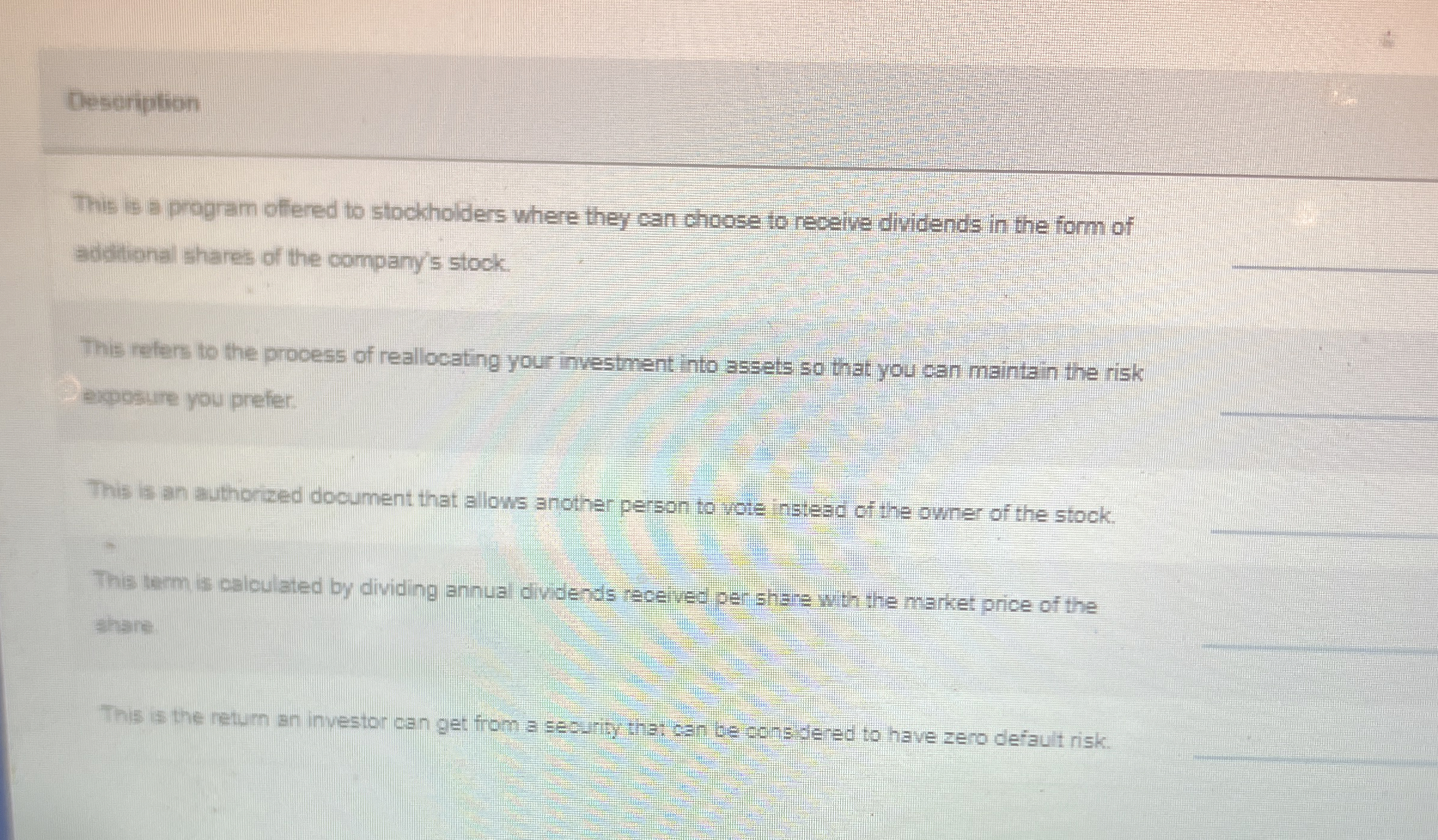  Deseription This is a program pffered to stockholders where they can