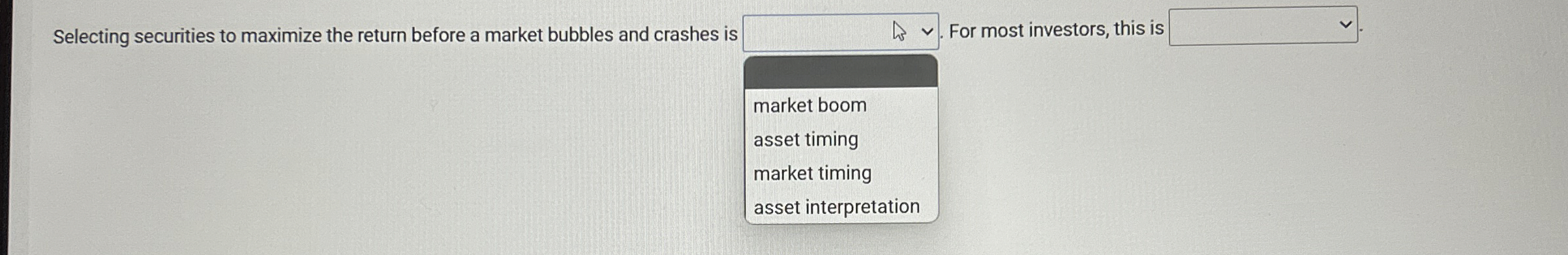  Selecting securities to maximize the return before a market bubbles and