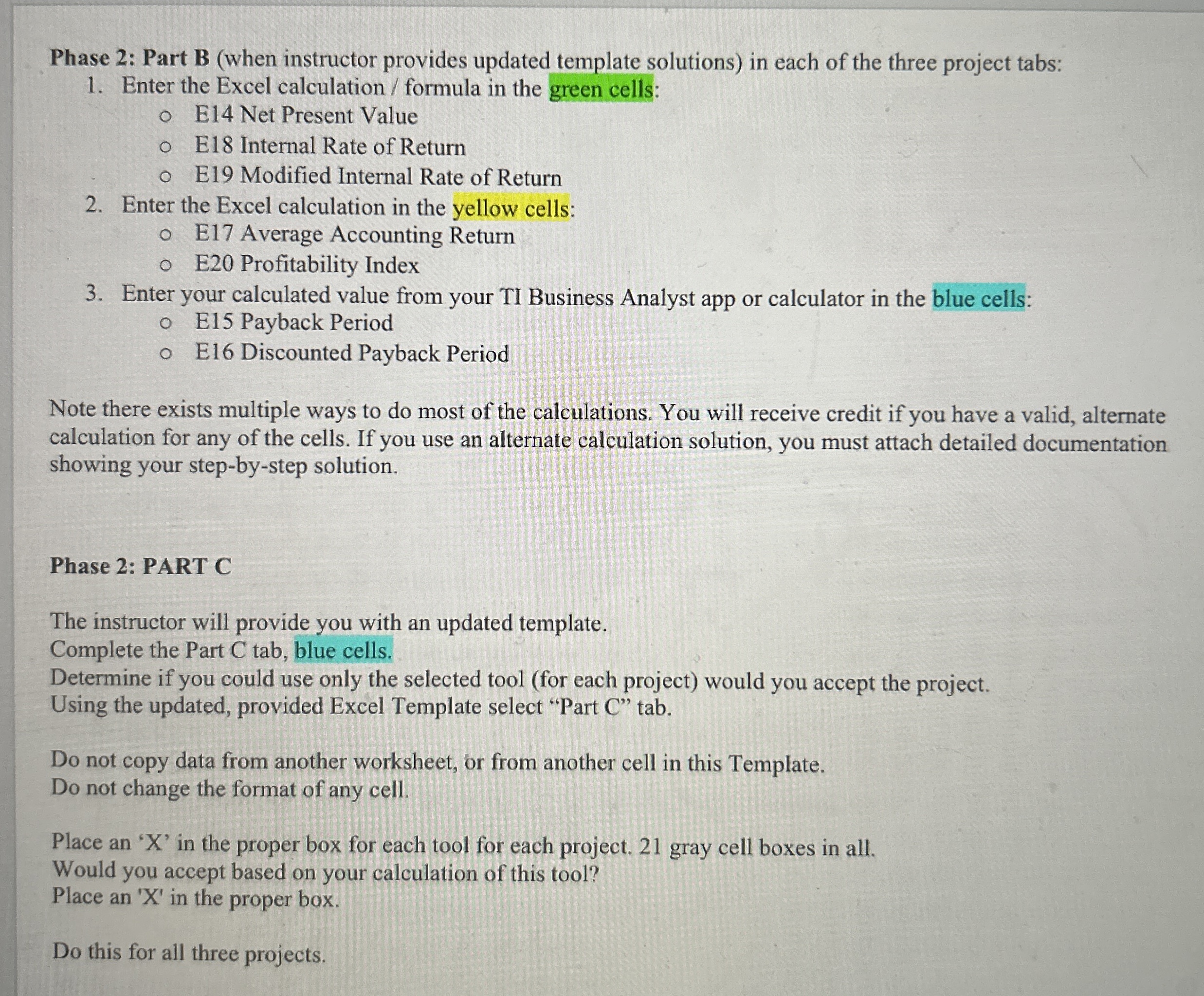  Phase 2: Part B (when instructor provides updated template solutions) in